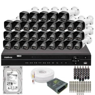 Imagem de Kit 32 Câmeras Intelbras 1120b Full Color, Dvr 32ch Mhdx 1232 Hd 2tb