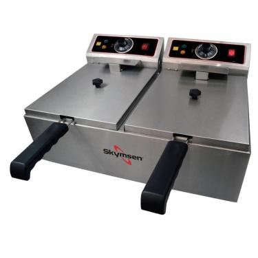 Imagem de Fritadeira Elétrica Skymsen FED20N 220V 2 Cubas Com Tampa 5L Aço Inox E Pegadores Isoté...