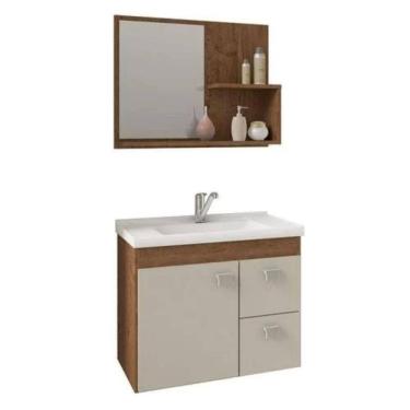 Imagem de Conjunto Gabinete de Banheiro 100% MDF Isa Com Espelheira E Pia Mgm Móveis