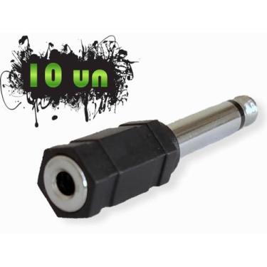 Imagem de Adaptador conversor plug p2/j2 p/ p10 mono cabo violão 10un - TEMTEC
