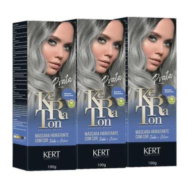 Imagem de Kit com 3 Tonalizantes Keraton sem Amônia Banho de Brilho Prata 100g -
