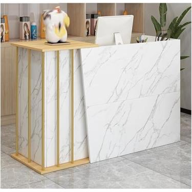 Imagem de Balcão de recepção simples e moderno supermercado loja de conveniência hotel pequeno bar salão de beleza loja de roupas caixa balcão de caixa para salão recepção R, mármore, 120 cm/47,24 pol
