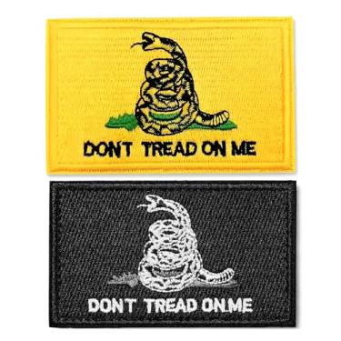 Imagem de GSYLPFT 2 peças Don't Tread On Me Patch bordado tático moral militar Gadsden adesivos de gancho e laço para chapéus, mochilas, coletes, jaquetas, uniformes militares (amarelo e preto)