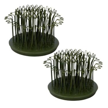 Imagem de FLORALGENIUS conjunto de gênio floral de suporte de grampo de cabelo redondo de metal com fita azul original de 2-3" | flor sapo kenzan para flores frescas, secas e artificiais | alfinetes