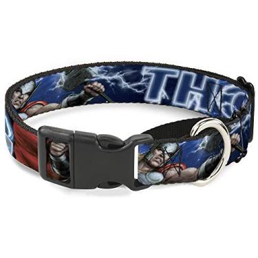 Imagem de Buckle-Down Coleira para cachorro martingale Kawaii Thor poses martelo monograma azul 45 a 81 cm 3,8 cm de largura