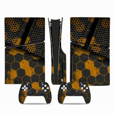 Imagem de Adesivo completo para PS5 Slim Console Edição Disco Vinil Decalque Capa para PS5 Slim Controller Gradiente (amarelo)