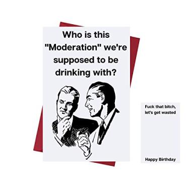 Imagem de Cartão engraçado de feliz aniversário para homens e mulheres – Cartão de aniversário para bebedores – Cartão de aniversário de brincadeira – Cartão de aniversário divertido para amigos, família, colegas de trabalho, etc. – Cartão de aniversário com álcool – com envelope