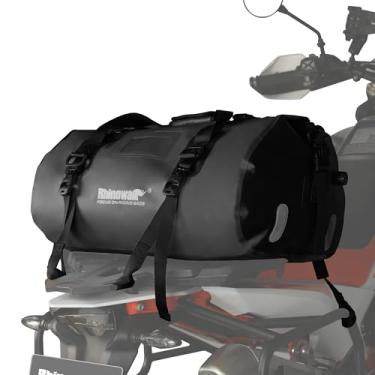 Imagem de Rhinowalk Bolsa de selim de motocicleta, bolsa de viagem para motocicleta, 45 L, impermeável, bolsa de armazenamento, acessórios para motocicleta, bagagem esportiva (preta)
