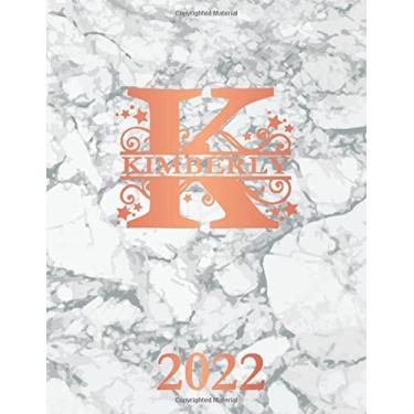 Imagem de Kimberly: 2022. Personalized Name Weekly Planner Diary 2022. Monogram Letter K Notebook Planner. White Marble & Rose Gold Cover. Datebook Calendar Schedule