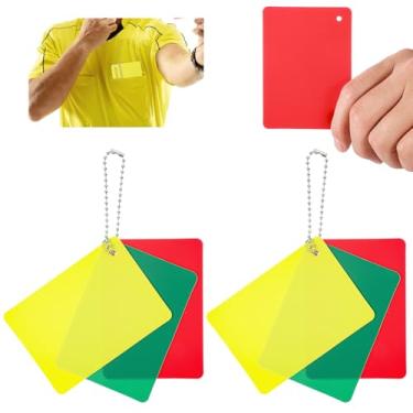 Imagem de Conjunto de 2 cartas de árbitro de futebol, verde vermelho e amarelo para árbitro de futebol, cartas de árbitro de aviso de atraso de ejeção para competição esportiva, acessórios de árbitro
