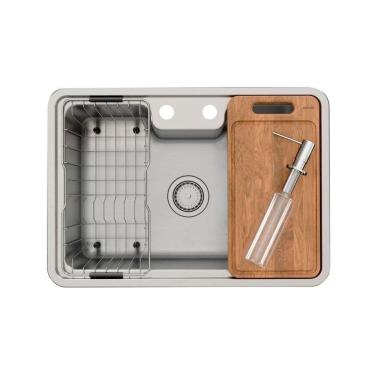 Imagem de Cuba Docol Massima 68x48 1569316 Inox Escovado Com Acessórios