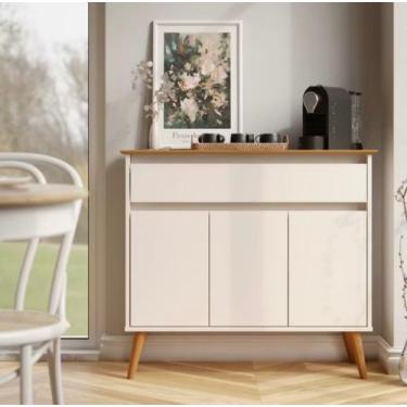 Imagem de Aparador Buffet Bar Cantinho do Café Retrô Zeus Com Pés em Madeira Var