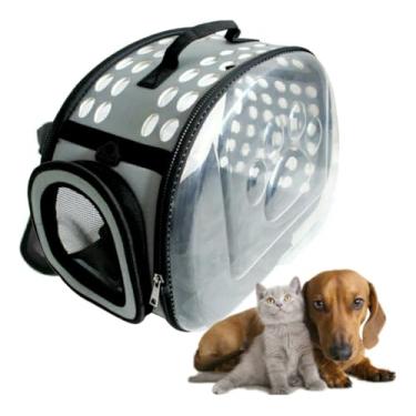 Imagem de Bolsa de Transporte Mochila Pet para Cães e Gatos com Visão Panorâmica Grande Passeio Viagem (CINZA)