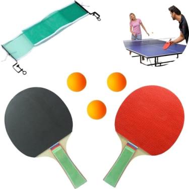 Imagem de Kit Ping Pong com Rede, 2 Raquetes e 3 Bolinhas - Diversão Garantida