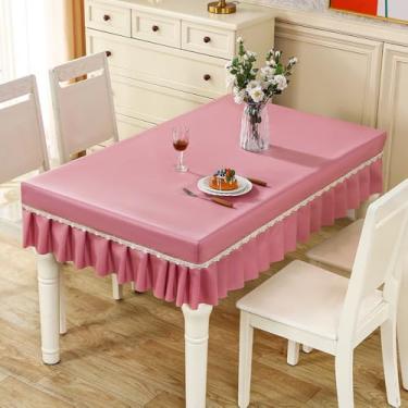 Imagem de Toalha de mesa retangular à prova d'água e à prova de óleo, toalha de mesa lavável, tecido para mesa de café de jantar, toalha de mesa, toalha de mesa de estudante, rosa, 70 x 120 cm