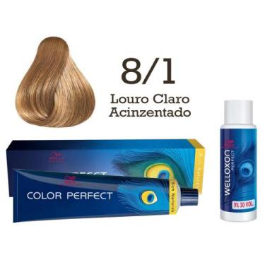 Imagem de Coloração Color Perfect 8.1 Louro Claro Acinzentado Emulsão Oxi 30 Wel