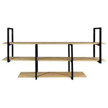 Imagem de Estante Industrial Suspensa Parede Ferro E Madeira Casa - Metal decore