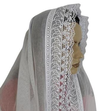 Imagem de VÉU CCB renda larga notas musicais delicado - Quadrado ou Redondo - - 