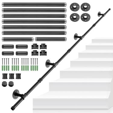 Imagem de Tanice Corrimão de escada 3M corrimão para escadas, cano industrial, trilho, exterior, interior, industrial, corrimão de escada para idosos e crianças (3 metros)