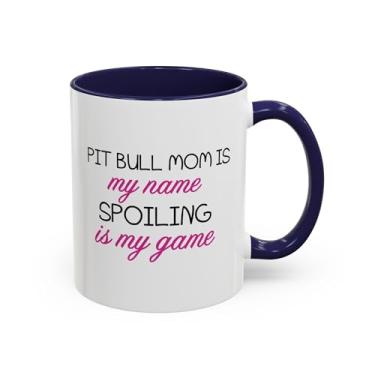 Imagem de Caneca de café Pit Bull Mom, presente para amantes de pitbull, caneca para pais de animais de estimação, presente exclusivo para mãe de cachorro, xícara de café engraçada para mães de animais de
