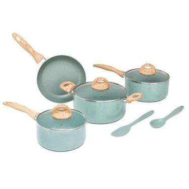 Imagem de Jogo de Panelas Antiaderente Ceramic Life Botanika 6 Peças Verde Induç