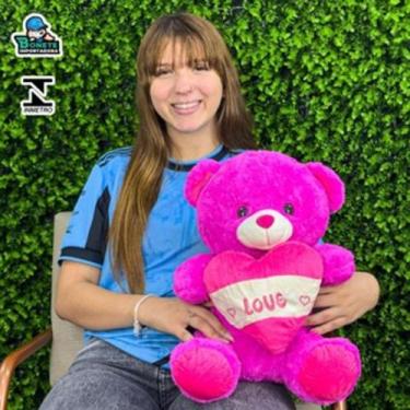 Imagem de Urso de Pelúcia 40cm com Coração LOVE  Macio, Lavável e Fofinho - Toy 
