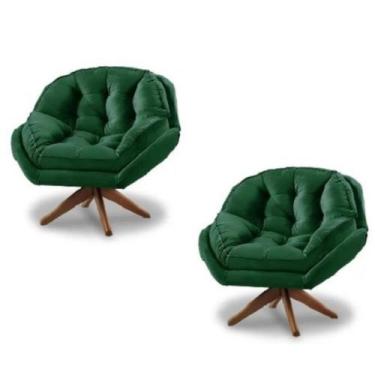 Imagem de Kit 2 Poltrona Decorativa Estofada Base Giratória Califórnia - Fina Mo