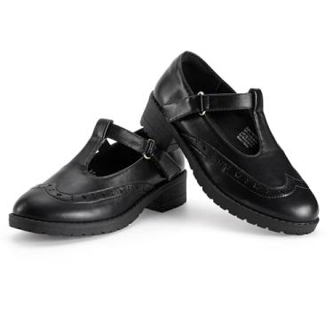 Imagem de Sapatilhas Mary Jane para meninas pequenas, grandes, festa de casamento, princesa, uniforme escolar, balé, preto, branco, clássico, tira em T, salto baixo, gancho e laço, sola macia, bico fechado