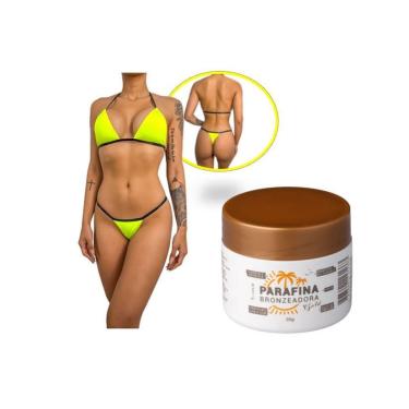 Imagem de Kit Parafina Bronzeadora Gold Lorkin 30G Com Biquíni de Fita Amarelo Neon Lorkin