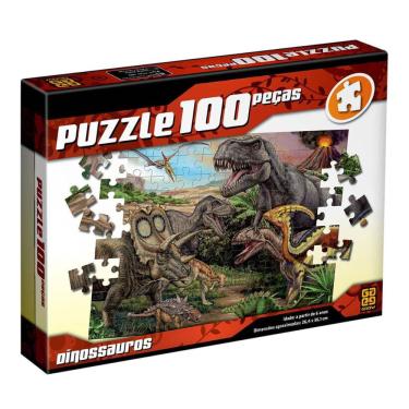 Imagem de Dinossauros 100 Peças Quebra Cabeça Puzzle - Grow 02660