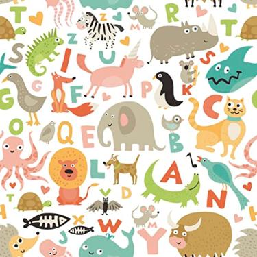 Imagem de Papel De Parede 3m Adesivo Alfabeto Animais Fofos Infantil