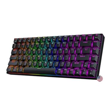 Imagem de Geeky GK75 75% | Hot Swappable teclado mecânico de jogo, 84 teclas multicoloridas RGB LED retroiluminado para Gaming PC/Mac, ANSI US teclado americano (preto, castanho mecânico)