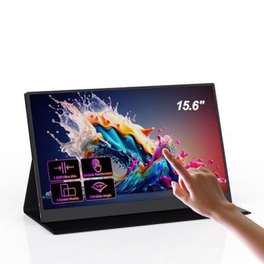 Imagem de Bettdow Monitor Portatil Touchscreen 15,6'', FHD 1080P Monitor Portátil Conectado Com USB C Dupla/HDMI, IPS Extensor De Tela para Notebook com VESA e Funda Inteligente magnético, Plug and Play