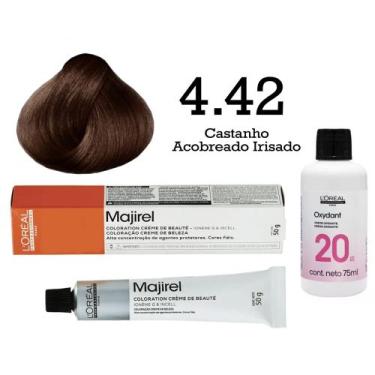Imagem de Coloração Majirel 4.42 Castanho Acobreado Irisado + Oxi 20 Vol 75ml  L