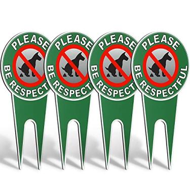 Imagem de 4 peças de placas para cães sem cocô Please Be Respectful No Pooping Dog Lawn Signs No Dog Poop Yard Signs Stop Dogs de cocô Sinais para impedir cães cocô ou fazer xixi no seu jardim Proteja sua
