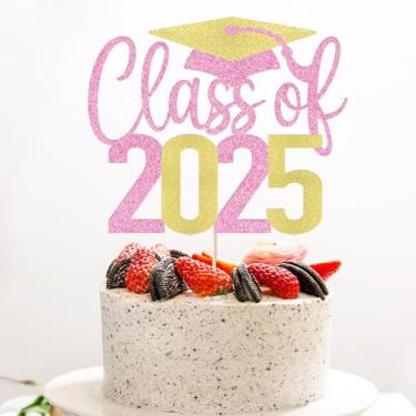 Imagem de FmiyunEea Class of 2025 Graduation Cake Topper-Congrats Grad Cake Decor,Congratulations Grad, We are So Proud of You, Congrats Graduation 2025 Finish School Party Cake Decor (pink)