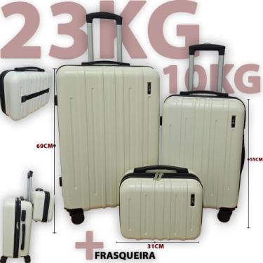 Imagem de Kit 2 Malas de viagem 23kg e 10kg ABS conjunto bordo + despacho com ro
