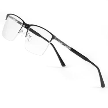 Imagem de Saraudy Óculos de lente transparente para homens, armação leve para homens, óculos sem grau, lentes substituíveis, Meia borda preta, 54mm