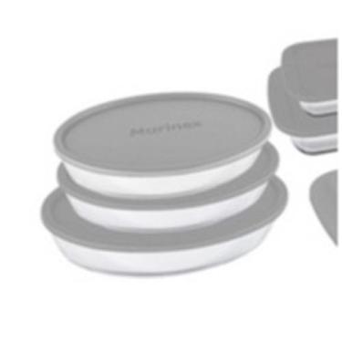 Imagem de Conjunto de Assadeiras Grandes Ovais 3 Peças Tampa Marinex, Cinza