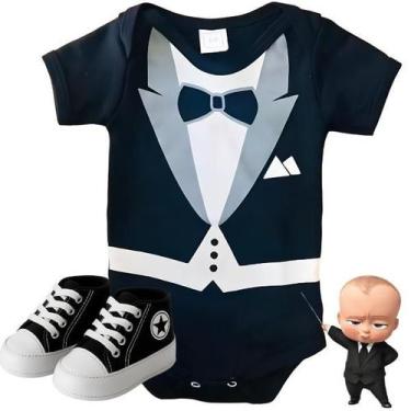 Imagem de Kit Body Bebê Menino Personalizado Poderoso Chefinho Mesversário Com T