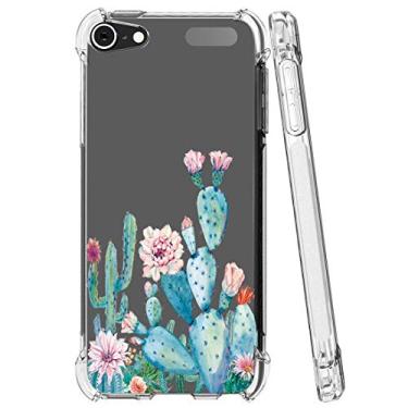 Imagem de Sidande Capa para iPod Touch 7, Touch 6 com flores, à prova de choque, transparente, floral, macia, flexível, capa fina de TPU para iPod Touch 5/6/7ª geração de cactos