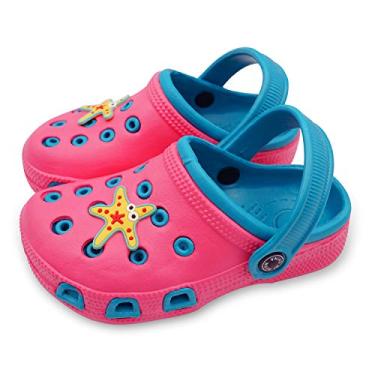 Imagem de Namektch Pantufas infantis para crianças pequenas, antiderrapantes, meninas, meninos, tamancos deslizantes, leves, para jardim, praia, piscina, chuveiro, rosa, 20-21