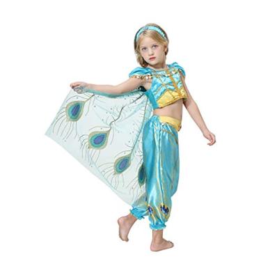 Imagem de IZKIZF Kids Girls Jasmine Costume Arabian Princess Aladdin Halloween Cosplay Dress up Birthday Party Outfits 8-9T