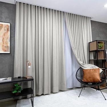Imagem de Cortina Gaze De Linho Com Blackout 4,00x2,60 Trilho Duplo (Cinza)