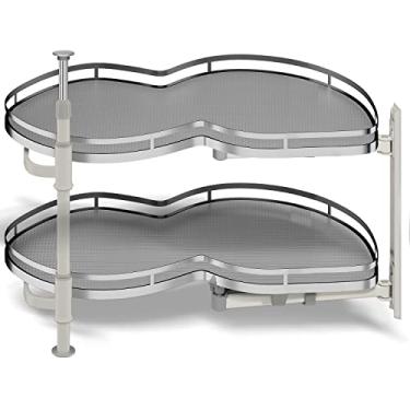 Imagem de Kinchoix Organizador de canto cego, organizador de armário de puxar direito com fechamento suave 91 cm, Susan preguiçoso de armário de canto para prateleira cega de armário de canto, bandeja de 2 camadas, altura ajustável