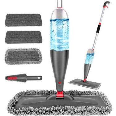 Imagem de Esfregão Spray para Limpeza de Chão com 3 Peças Laváveis - Esfregão de Microfibra Seca Úmido com Garrafa Recarregável de 800 ml para Cozinha, Piso de Madeira de Madeira Laminada, Pisos Cerâmicos Limpeza de Poeira