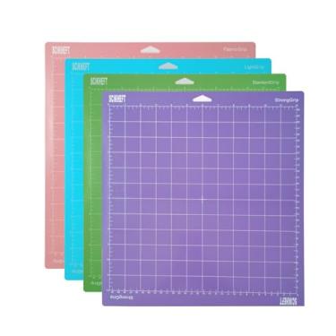 Imagem de Tapetes de corte de 30,5 x 30,5 cm para Cricut Maker 4/Explore 4/Maker 3/Explore 3/Explore Air 2 adesivos adesivos antiderrapantes duráveis acessórios de substituição (verde + roxo + rosa + azul)