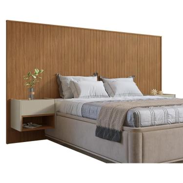 Imagem de Cabeceira Para Cama Box Florença King Com 2 Mesas Cedro Linho Casa D Móveis