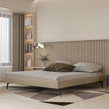 Imagem de Base Bi Partida Slim Queen Em Linho Sem Cabeceira Skybox Cor Bege