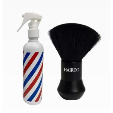 Imagem de Kit Borrifador Pole Listrado + Espanador Preto Para Barbeiro - Barbers